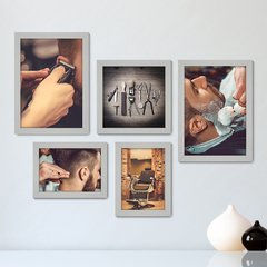 Kit Com 5 Quadros Decorativos - Barbearia - Barber Shop - Homens - 227kq01 - comprar online
