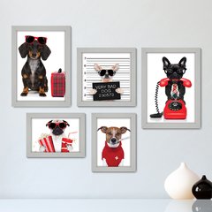 Kit Com 5 Quadros Decorativos - Pet Shop - Cachorro - Animais - Veterinário - 230kq01 - comprar online