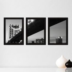Kit Com 3 Quadros - New York Ponte Cidade - 233kq02p