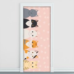 Adesivo Decorativo de Porta - Gatinhos - Pet Shop - 2364cnpt