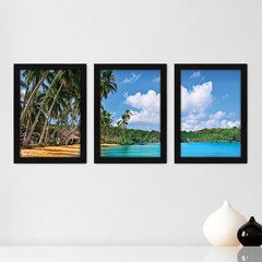 Kit Com 3 Quadros - Praia Mar Paisagem - 237kq02p