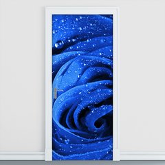 Adesivo Decorativo de Porta - Rosa Azul - Flor - 243cnpt