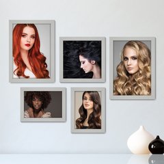 Kit Com 5 Quadros Decorativos - Salão de Beleza - Cabeleireiro - Cores de Cabelo - 245kq01 - comprar online
