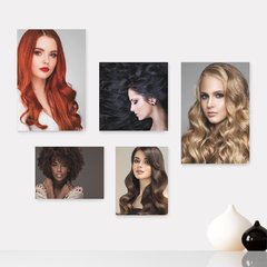 Kit 5 Placas Decorativas - Salão de Beleza - Cabeleireiro - Cores de Cabelo Casa Quarto Sala - 245ktpl5