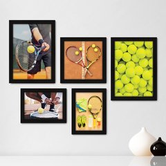 Kit Com 5 Quadros Decorativos - Esportes - Tênis - 246kq01