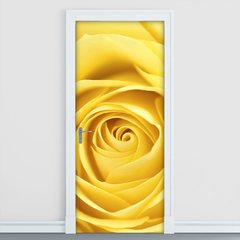Adesivo Decorativo de Porta - Flor - Rosa Amarela - 2501cnpt