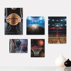 Kit 5 Placas Decorativas - Esportes - Basquete Casa Quarto Sala - 252ktpl5