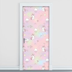 Adesivo Decorativo de Porta - Unicórnios - 2556cnpt