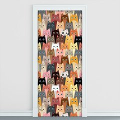Adesivo Decorativo de Porta - Gatinhos - Pet Shop - 2566cnpt