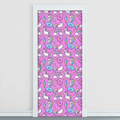 Adesivo Decorativo de Porta - Unicórnios - 2583cnpt