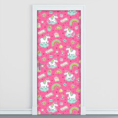 Adesivo Decorativo de Porta - Unicórnios - 2610cnpt