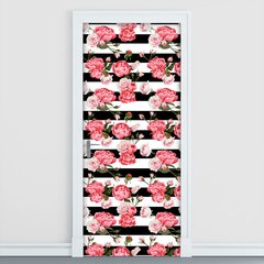Adesivo Decorativo de Porta - Flores - 2613cnpt