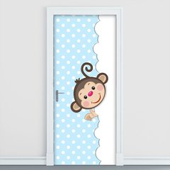 Adesivo Decorativo de Porta - Macaquinho - Azul - 2639cnpt