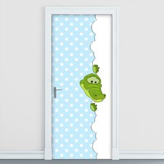 Adesivo Decorativo de Porta - Jacaré - Azul - 2643cnpt