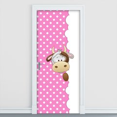 Adesivo Decorativo de Porta - Vaquinha - Rosa - 2657cnpt