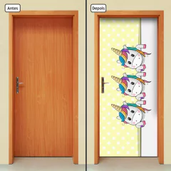 Adesivo Decorativo de Porta - Unicórnios - Amarelo - 2659cnpt - comprar online