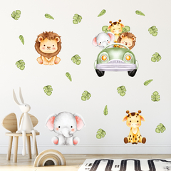 Adesivo de Parede Infantil Safari Animais Quarto - 266ir