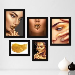 Kit Com 5 Quadros Decorativos - Salão de Beleza - Maquiagem - Make - Maquiadora - 267kq01