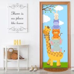 Adesivo Decorativo de Porta Safari Infantil Quarto - 2739mlpt