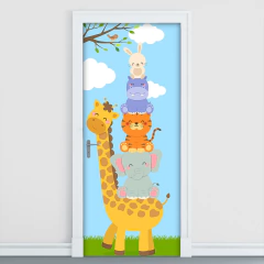 Adesivo Decorativo de Porta Safari Infantil Quarto - 2739mlpt - Allodi
