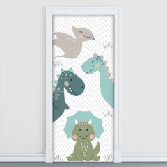 Adesivo Decorativo de Porta Dinossauros Dino Infantil Quarto - 2741mlpt - Allodi