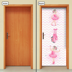 Adesivo Decorativo de Porta Bailarina Balé Infantil Quarto Menina - 2745mlpt - comprar online
