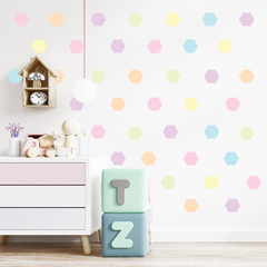 Adesivo de Parede Infantil 180 Hexagonos Tons Pastel Quarto - 274ir