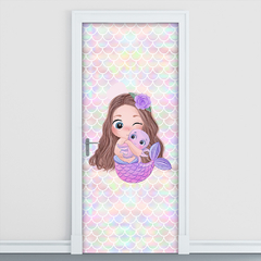 Adesivo Decorativo de Porta Sereia Infantil Quarto Menina - 2768mlpt - Allodi