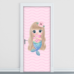 Adesivo Decorativo de Porta Sereia Infantil Quarto Menina - 2769mlpt - Allodi
