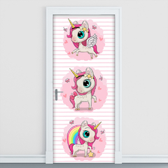 Adesivo Decorativo de Porta Unicórnios Infantil Quarto Menina - 2776mlpt - Allodi