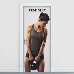 Adesivo Decorativo de Porta Academia Fitness Banheiro Vestiário Feminino - 2777mlpt - Allodi