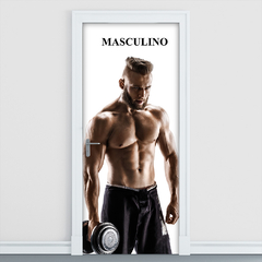 Adesivo Decorativo de Porta Academia Fitness Banheiro Vestiário Masculino - 2778mlpt - Allodi