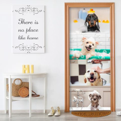 Adesivo Decorativo de Porta Pet Shop Veterinário Cachorro Gato Banho e Tosa - 2783mlpt