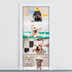 Adesivo Decorativo de Porta Pet Shop Veterinário Cachorro Gato Banho e Tosa - 2783mlpt - Allodi