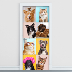 Adesivo Decorativo de Porta Pet Shop Veterinário Cachorro Gato Banho e Tosa - 2785mlpt - Allodi