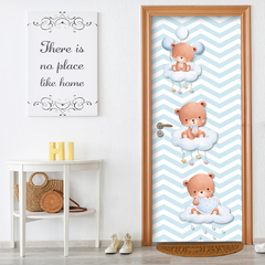 Adesivo Decorativo de Porta Ursinhos Rosa Infantil Quarto Menina - 2788mlpt