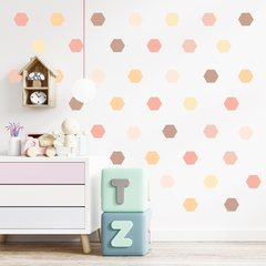 Adesivo de Parede Infantil 180 Hexagonos Tons Nude Quarto - 278ir