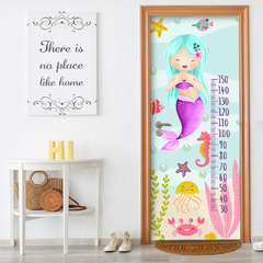 Adesivo Decorativo de Porta Sereia Infantil Régua de Crescimento Quarto - 2817mlpt