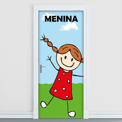 Adesivo Decorativo de Porta Banheiro Menina Escola - 2828mlpt - Allodi