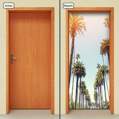 Adesivo Decorativo de Porta Natureza Paisagem Coqueiros Quarto Sala - 2840mlpt - comprar online