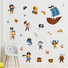 Adesivo de Parede Infantil Piratas Quarto Criança Menino Mar - 303ir