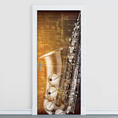 Adesivo Decorativo de Porta - Saxofone - 308cnpt