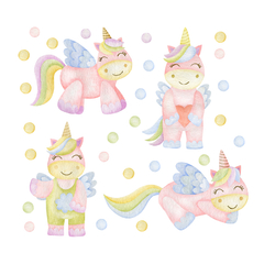 Adesivo de Parede Infantil Unicornios Tons Pastel e Bolinhas - 311ir - comprar online