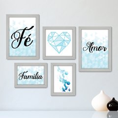 Kit Com 5 Quadros Decorativos - Fé - Amor - Família - 334kq01 - comprar online
