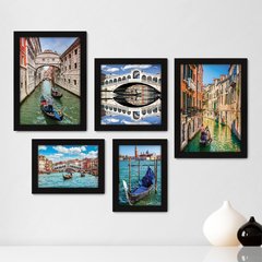 Kit Com 5 Quadros Decorativos - Itália - Veneza - Mundo - Viagem - 350kq01