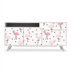 Adesivo de Revestimento Móveis - Flamingos - Chevron - Infantil - 351rev