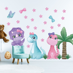 Adesivo de Parede Infantil Dinossauros Quarto Menina - 352ir