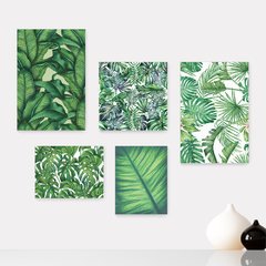 Kit 5 Placas Decorativas - Folhas Natureza Folhagem Verde Casa Quarto Sala - 363ktpl5