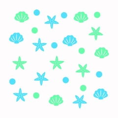 Adesivo de Parede Infantil Conchas Azul e Verde Quarto Bebe - 376ir - comprar online