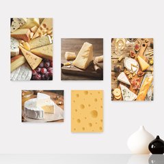 Kit 5 Placas Decorativas - Queijos Variedade de Queijos Cozinha Casa Quarto Sala - 376ktpl5
